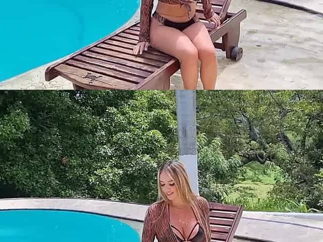 Curvy Buxom Blonde Latina MILF Has Fun With a Muscly Pool-guy While Her Hubby Is Not At Home