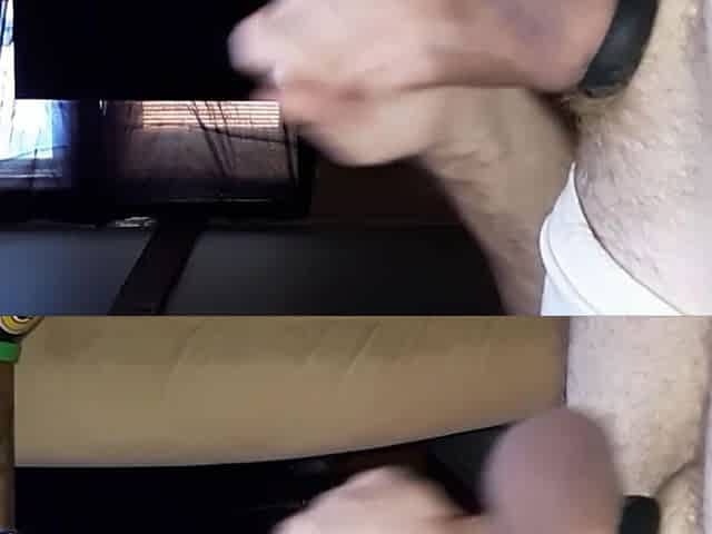 Using penis ring on 7 1/two inch schlong for massive spunk fountain