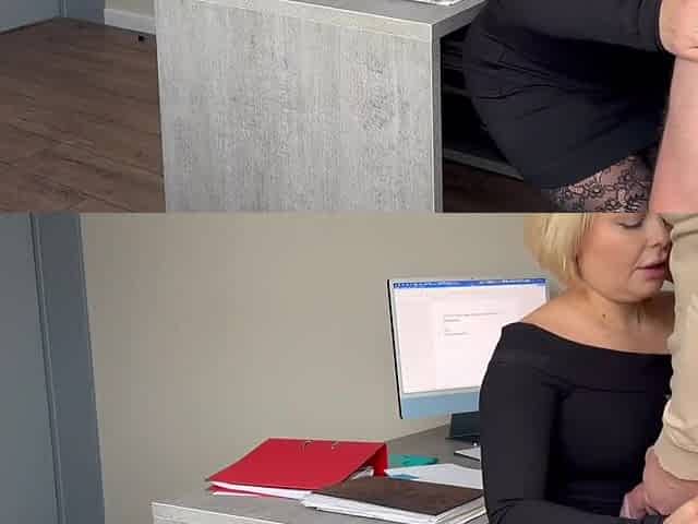 Russian milf secretary making sure her boss leaves the office with empty balls