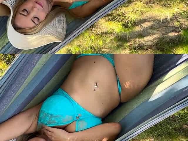 Masturbate Sexy Lingerie Bouncing Boobs and Sunny Day in