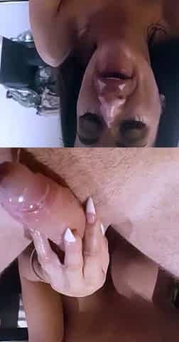 Cumshot wanting amateur MILF wanks cock in POV video