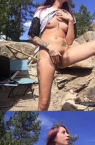 Horny teen cutie outdoor masturbation
