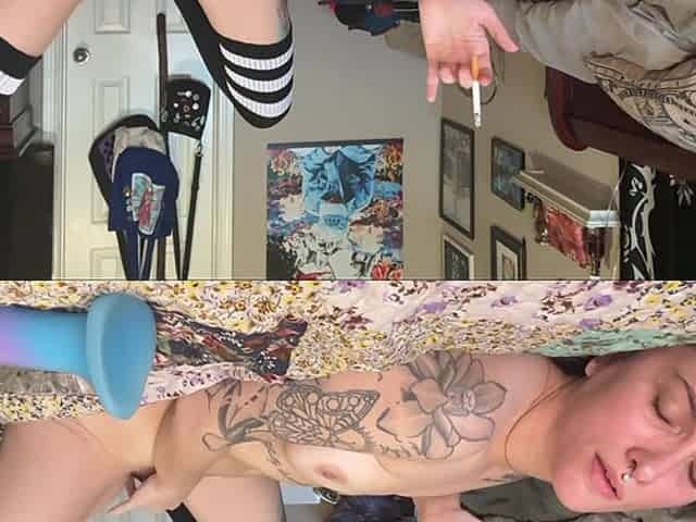 Wearing Thigh Highs, Smoking and Cumming