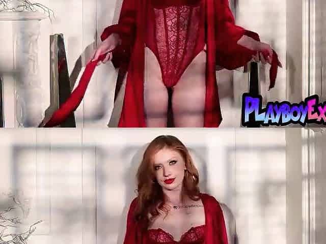 Hawt red head muse drops off her hot babydoll and posing exposed