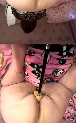 Tight ass kinky blode with big boobs masturbates outdoor