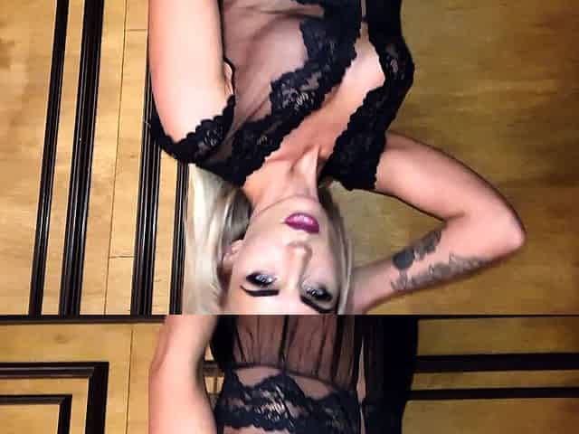 Shaved pussy blonde Tasha Reign with big boobs goes solo