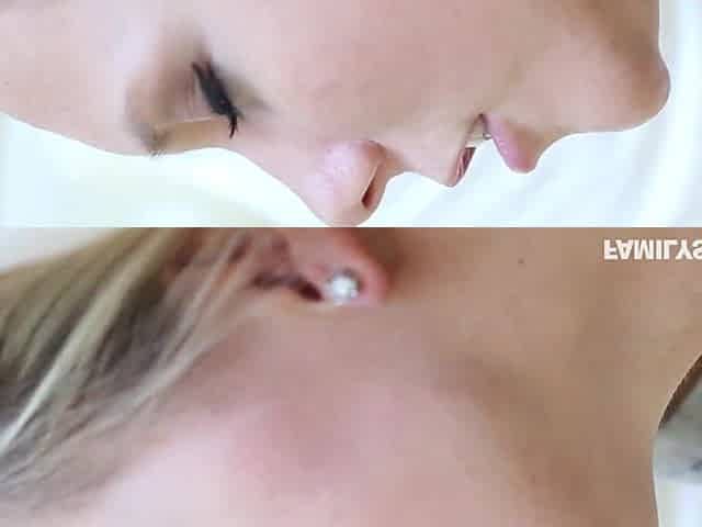 Teddy Bear turned in a guy and fucked fit teen Blonde in her shaved pussy on a bed