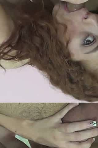 Ginger teen is riding an older guy's cock