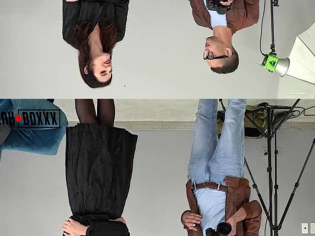 Leggy photomodel and very bad photographer - titjob, footjob in pantyhose