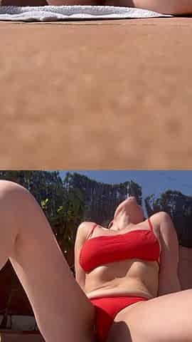 Victoriahotwife masturbates in the courtyard in public