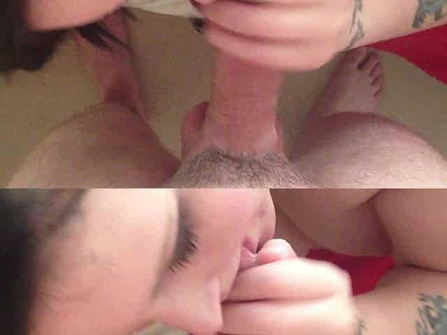 Sloppy Bedside BJ with Cum on Tits