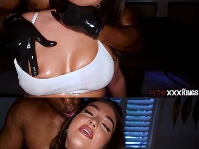 Large melons Cassie Lenoir loving the boob massage with free bbc