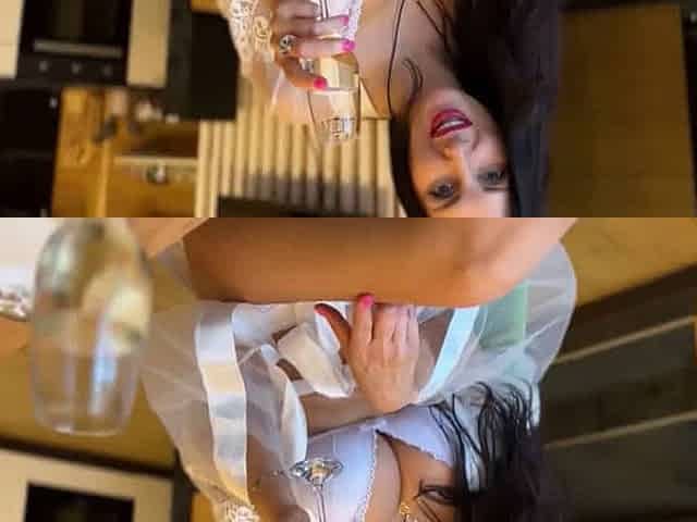 Her real climax with cum in vagina from Stepson after breakfast - HOT!