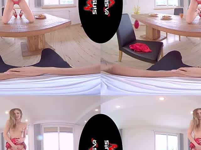Sarah Kay - Breakfast; Redhead Solo Striptease Breakfast Table Kitchen Food Petite Small Tits Tall