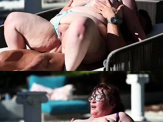 A super sexy brunette massages her big boobs