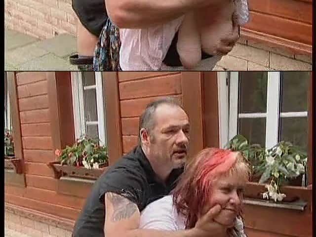 Persuading a guy to fuck her old hairy mature fat cunt