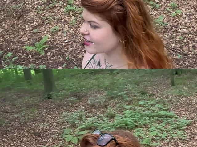 My Fan Has a Huge Cock - French Amateur Hiking Public Sex Hairy Redhead Fucking in Forest