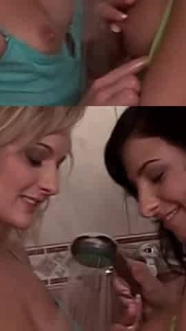 Wet pussies under the shower