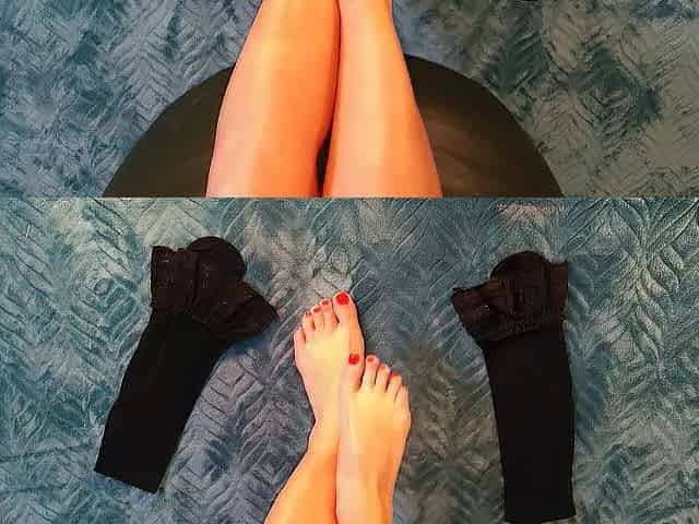 Charming cutie tries STOCKING SOCKS previous to masturbating!