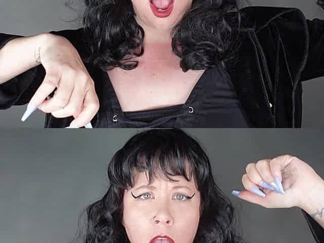 Goth Stepsis Tickles You with Long Sharp Blue Fingernails Until You Cum! Light Teasing