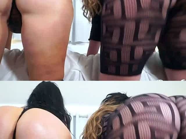 Amateur brunette in latex lingerie fucks hardcore in kitchen