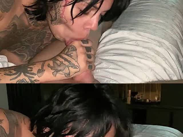 Tattoed model Genevieve Sinn is getting smashed in a hotel