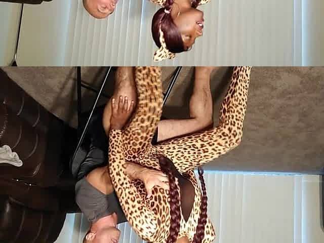 Lap dance from black amateur in Cheetah suit
