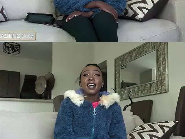 Petite 18yo Ebony Angel Begins Shy Then Goes Wild In Homemade Casting