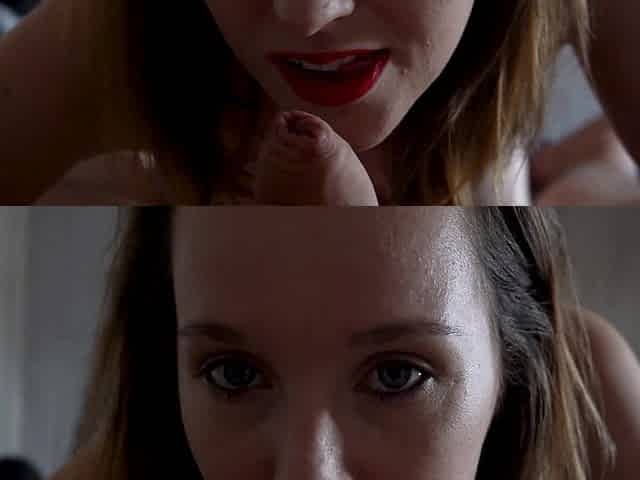 Brunette Red Lipstick POV Blowjob & Tight Pussy Creampie