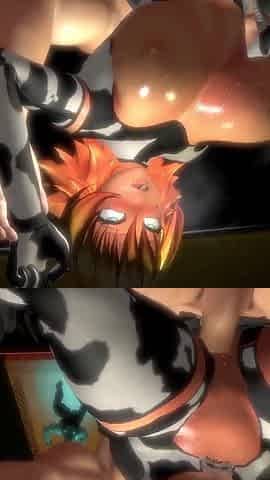 Anime Milk Girl Has Anal While Holding up Victory Signs