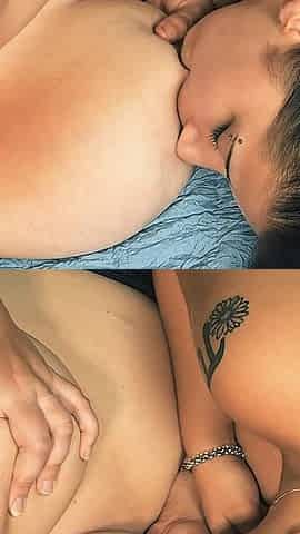 Lesbian Sucking on Huge Tits