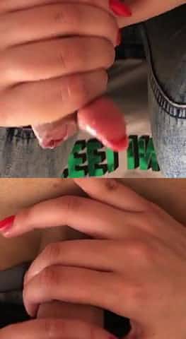 Red nails handjob