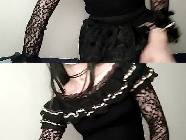 Sissy latin babe Femboy in ebony clothe rubbing and teasing