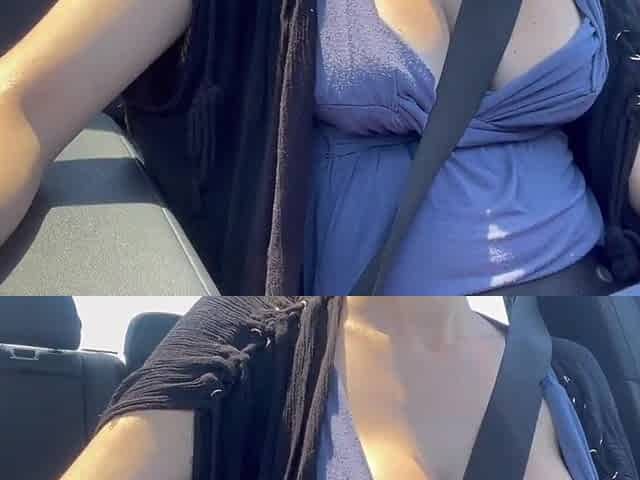 European stepmom In the car large titties bouncing sesh for u