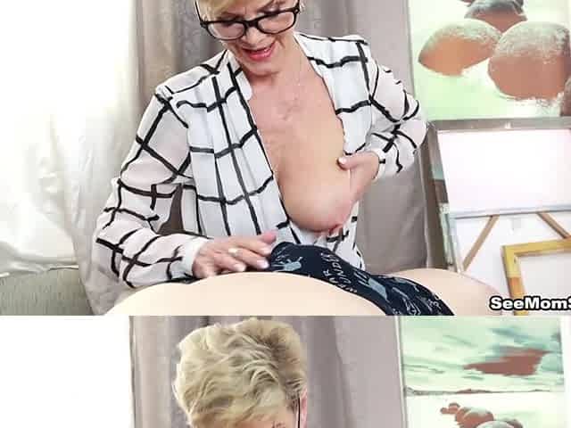 GILF Inke: Cum on my tits - Blowjob Videos @ See Mom Suck