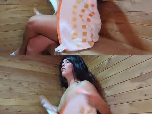 My most excellent ally's mommy uses her large butt to tempt me in the sauna!