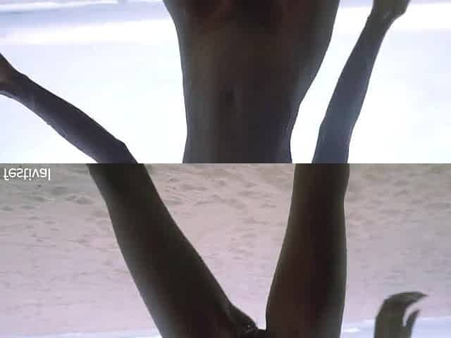 Slim black village cutie dancing undressed in the rain with her consummate skinny body