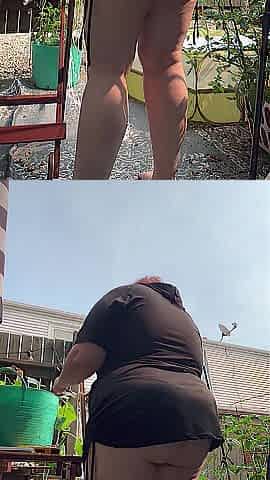 Large butt in full view outside during the time that I garden