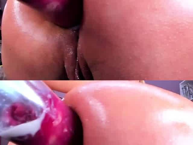 Pink pussy busty babe solo toy vibration during masturbation