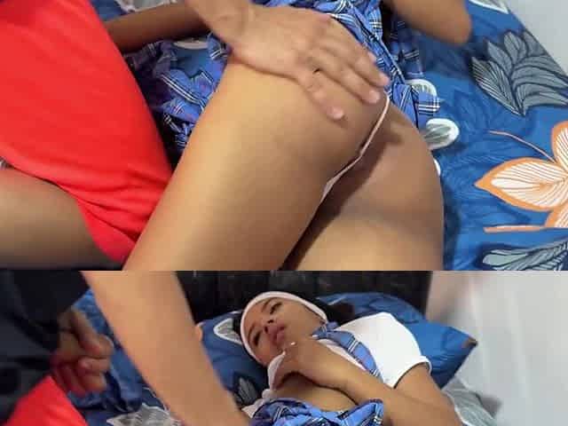 My Shy Stepsister Is Resting In Her Underwear, Seeing Her Like This I Warm Up And Masturbate, She Discovers Me