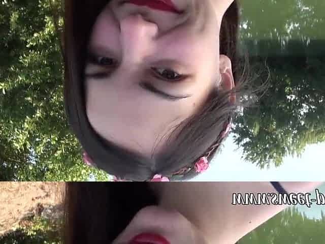 a youthful angel barely legal with large boobs, gives me a oral pleasure outdoors, ends up in a facial