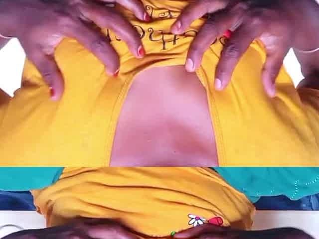 Ammu Yellow T-shirt Remove the Boobs Massage.