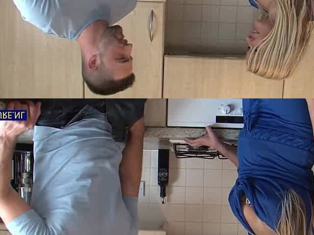 Hot Stepmom Catches Her Stepson Jerking Off(4K) - Blonde MILF with Big Ass fucked in the Kitchen