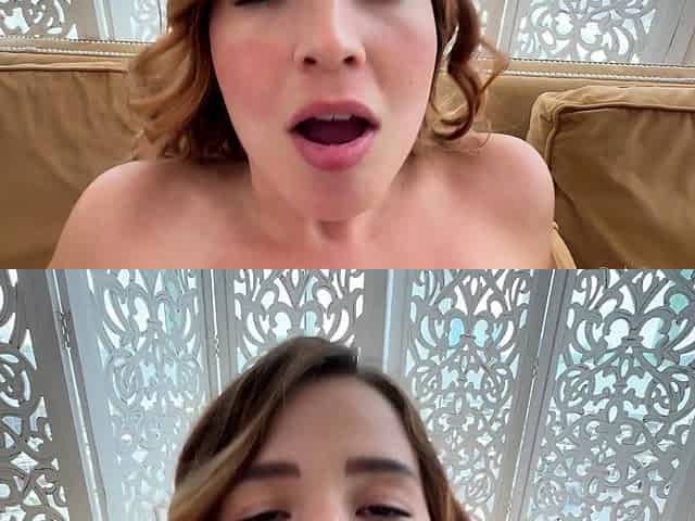 Small tit brunette gives blowjob to a big cock