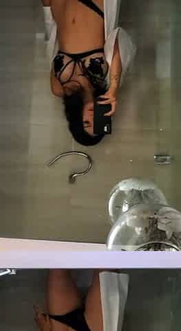 Hot babe with perfect big boobs taking shower
