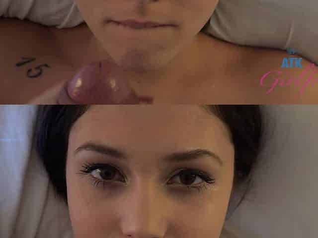 Teen couple shares a cumshot in point-of-view