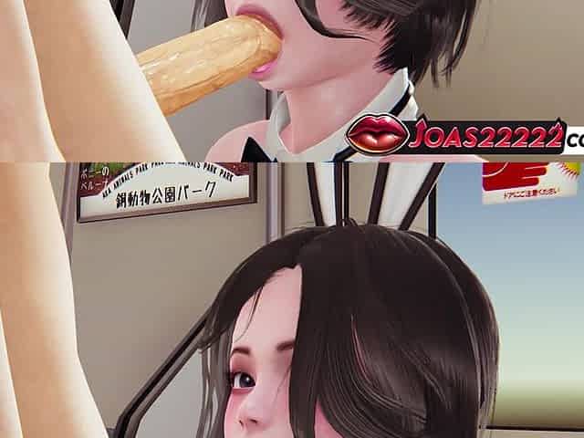 Sexy Bunny Cosplay Ayako in Subway Hentai - Enjoy Free-hand Blowjob for a Big Dick, Intense Handjob & Footjob in Stockings
