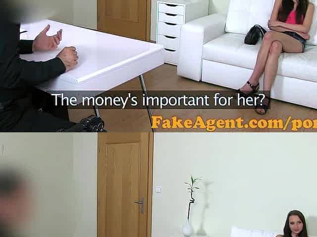 FakeAgent Hawt brunette hair chick gets butt spunked over in Casting