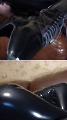 Goddess in Black Latex Catsuit