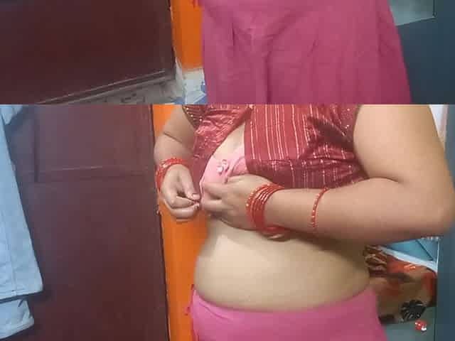Very Beautiful Indian Bhabhi in Red Saree